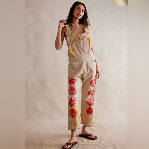 NWT Free People We The Free Ziggy Printed Seashell Overalls, SMALL - Picture 2 of 10